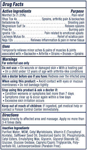 Rub On Relief Supplement Facts
